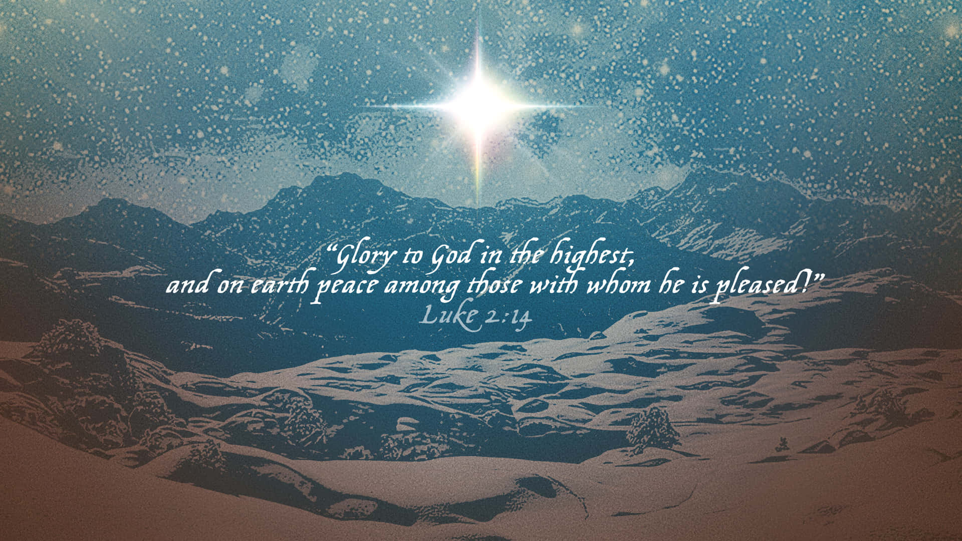 Starry night with biblical quote from Luke.